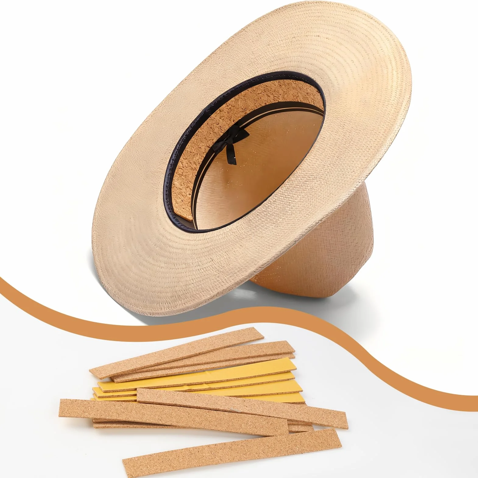 Strisce Di Sughero Autoadesive 200x20x2mm per Cappelli Regolabili, Adesivo Cappello e Bacheca