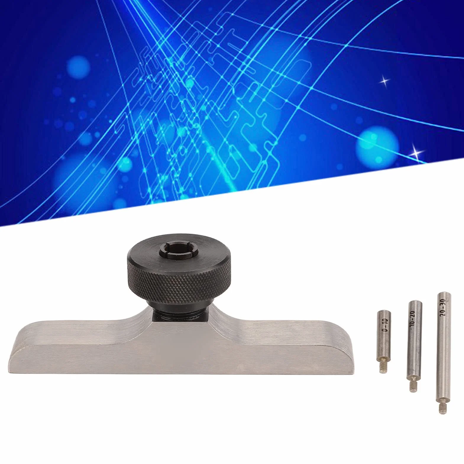 Base con Indicatore di Profondità Supporto Micrometro Aste Prolunga 3 Pezzi Acciaio Inossidabile Temprato 103x17 mm