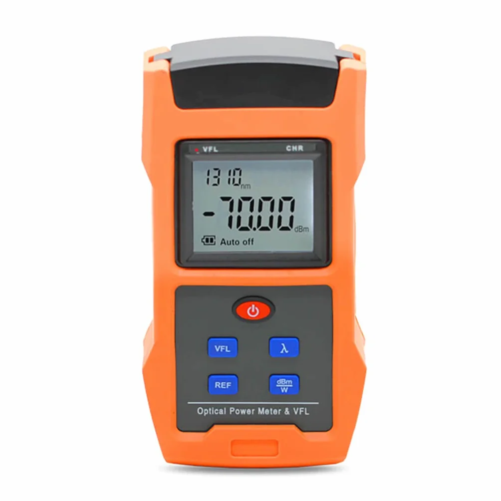 Tester per Fibra Ottica 2 in 1 Alimentato da Batteria Ricaricabile, Misuratore di Potenza Ottica -70~+10dBm con VFL, Optical Power Meter with Visual Fault Locator