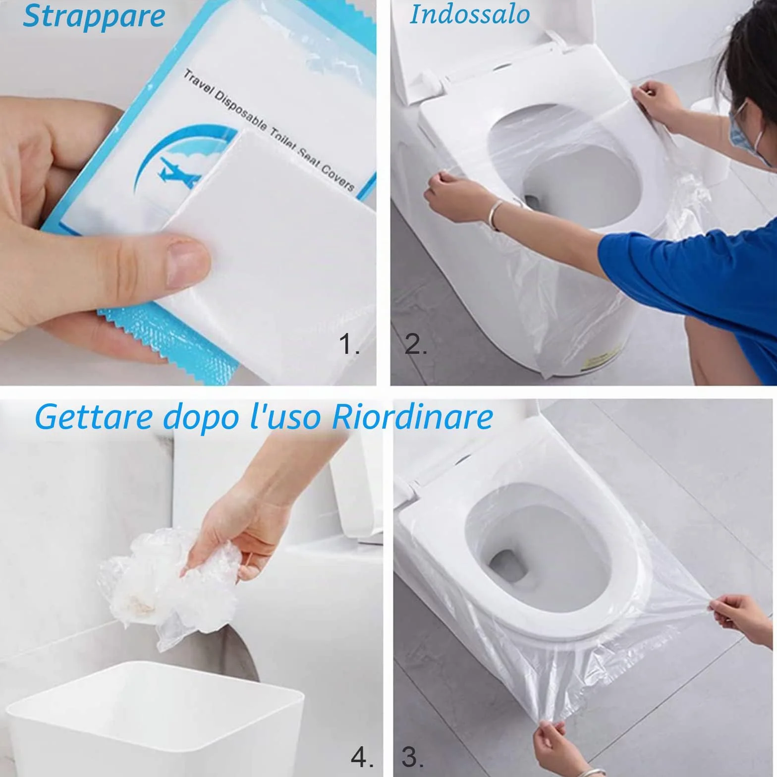 Copriwater usa e getta PO, tappetino portatile per WC, monouso, imballaggio indipendente, protezione igienica per viaggi