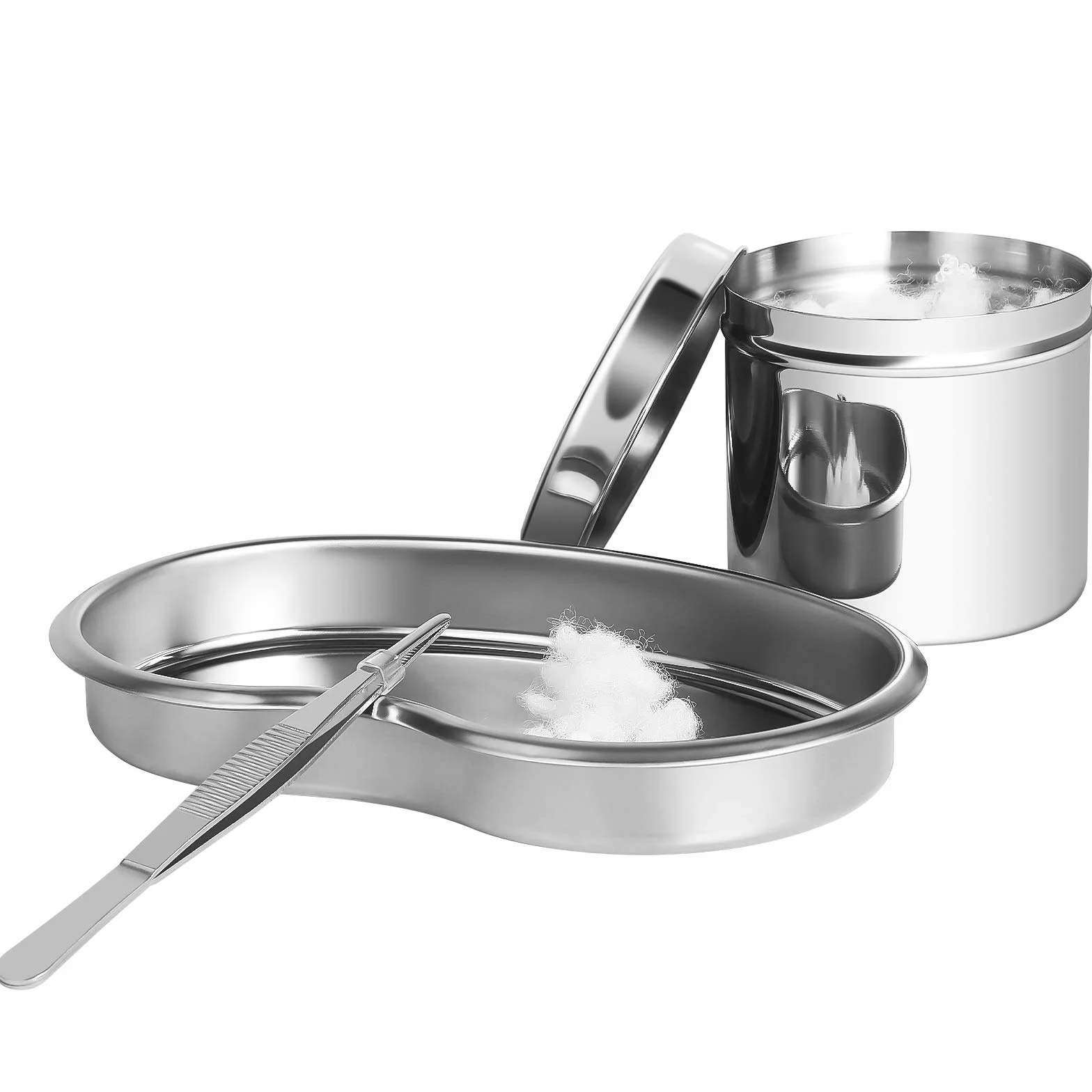 iplusmile Pinzette in Acciaio Inossidabile con Vassoio e Vaso Sterilizzatore 7.28 x 4.72 x 3.27 Pollici – Anticorrosione e Protezione Antipolvere per Strumenti Medici – for Cliniche, Saloni di Bellezz