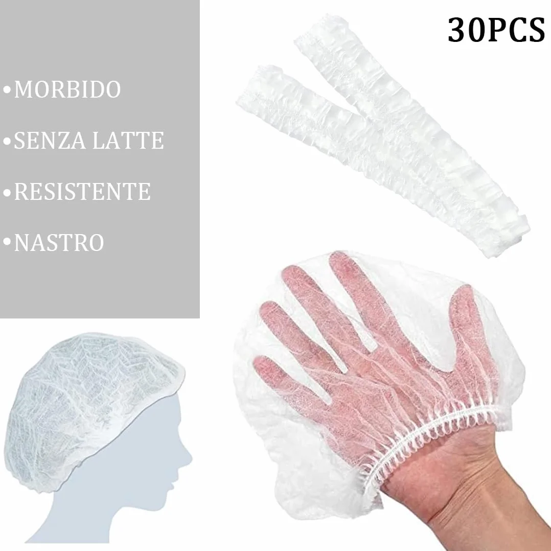 Retine per capelli monouso PP 52 cm bianco cuffietta copricapo accessorio medico