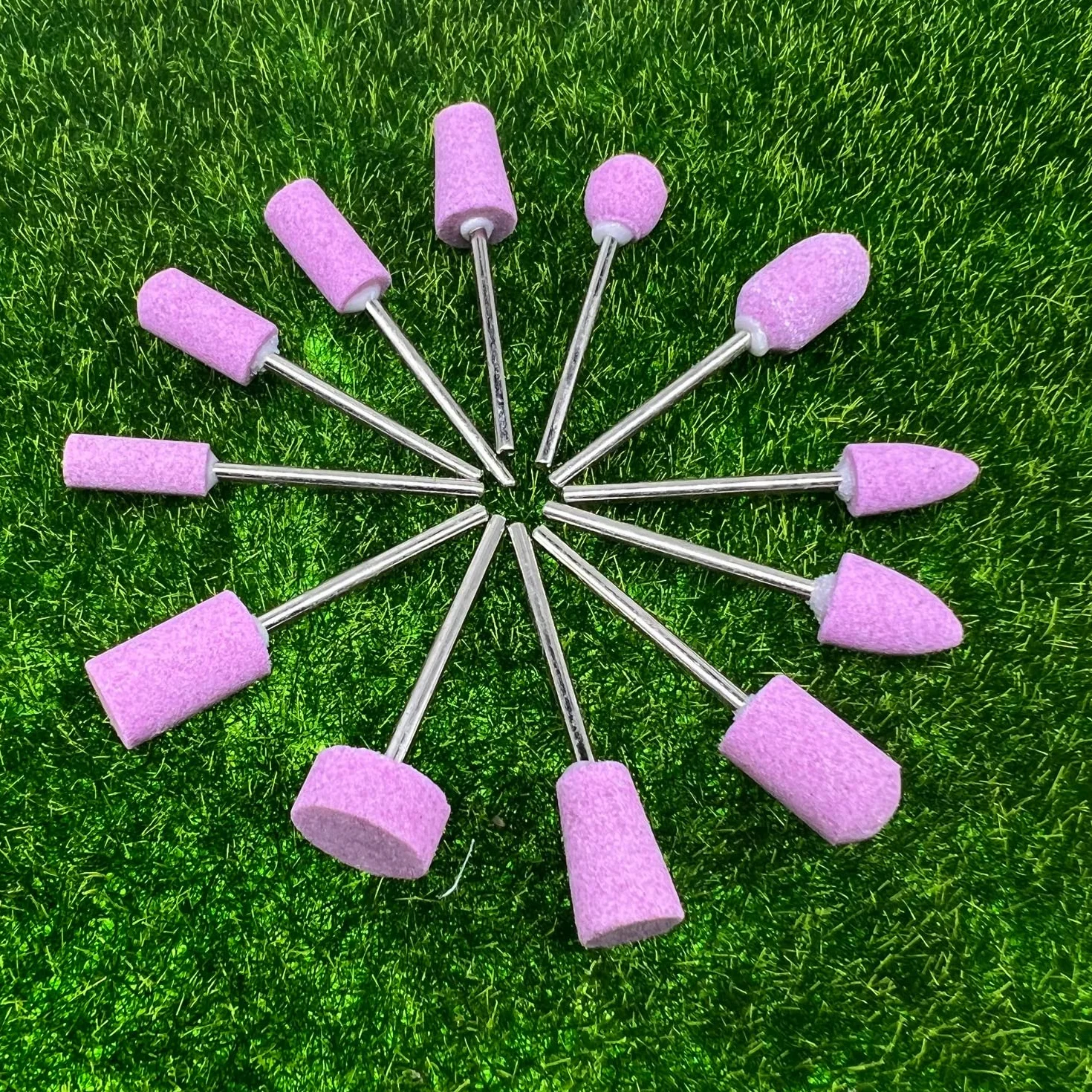 Woohome 12 Pz Punte Pietra Abrasiva Montate, Mola Abrasiva con Gambo Montato Su Pietra Set di Teste in Pietra Abrasiva con Punte per Trapani Rotativo per Molatura, Lucidatura