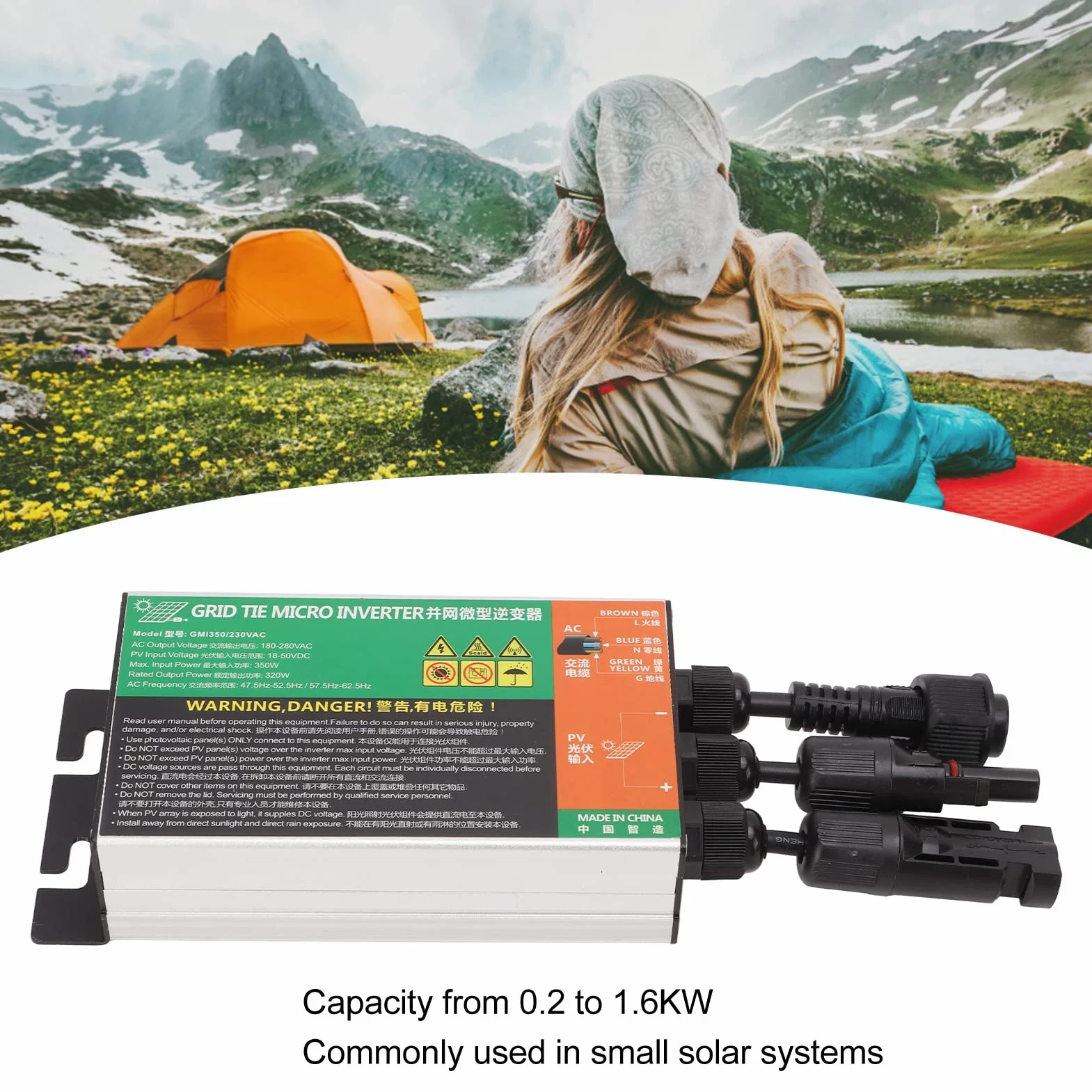 Alomejor Micro Inverter Solare 350W 230V Inverter Sinusoidale MPPT Impermeabile per Piccoli Impianti Solari