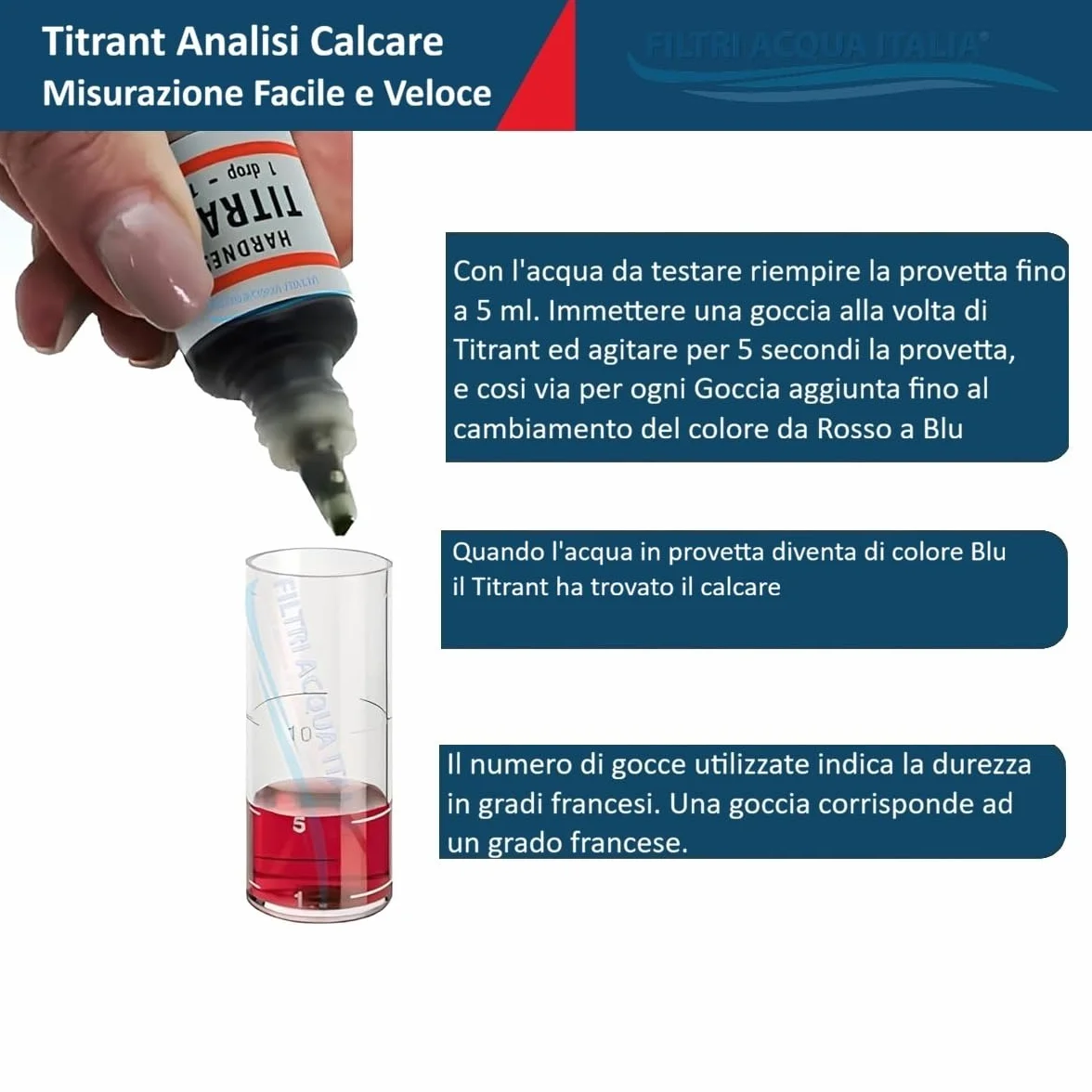 Titrant Kit Analisi Durezza Acqua Gradi Francesi 2 Pezzi