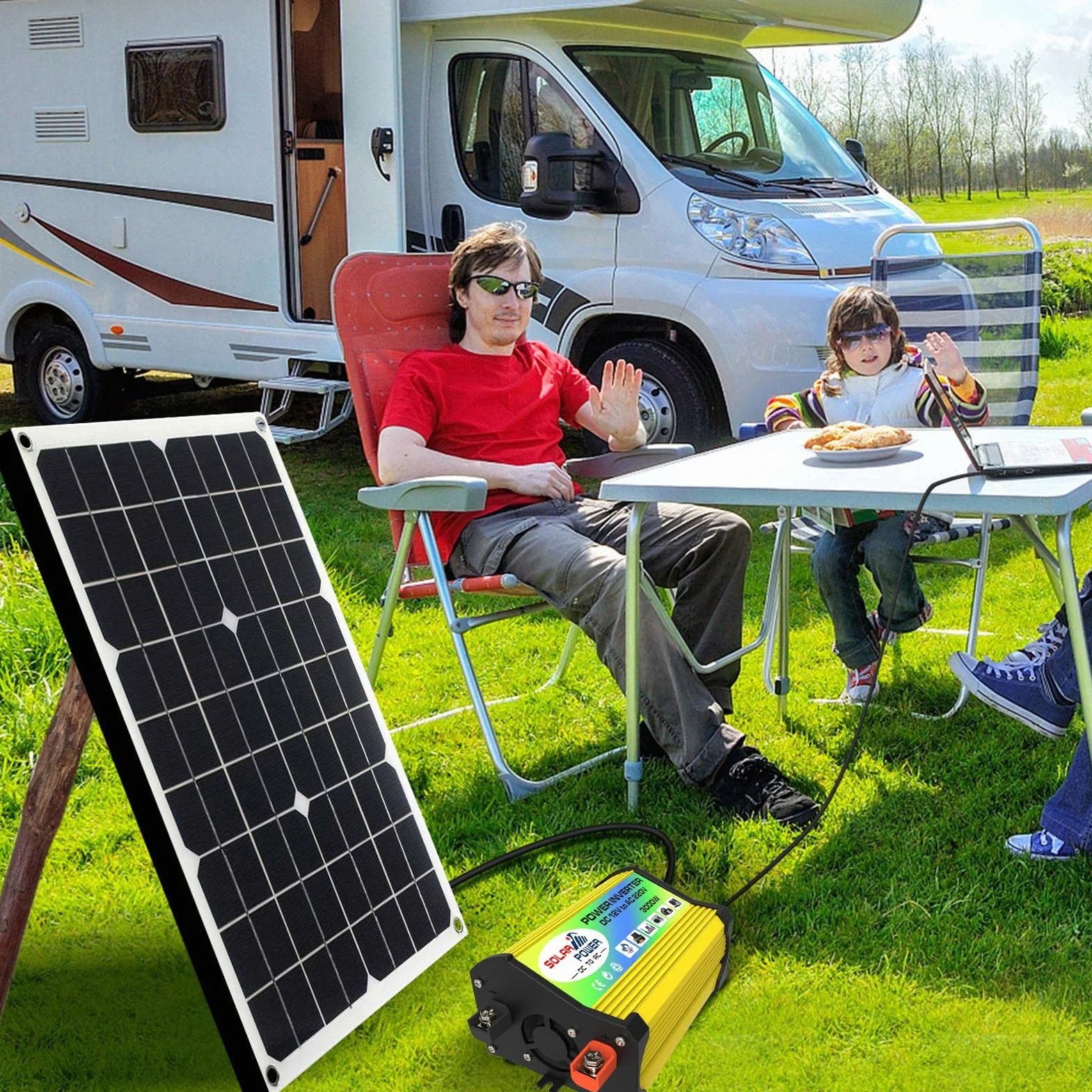 Kit Completo di energia Solare,Kit Completo di Pannelli solari per Camper - Kit Solare Fuori Rete con Pannello Solare E Inverter 3000W, Regolatore di Carica Solare 30A