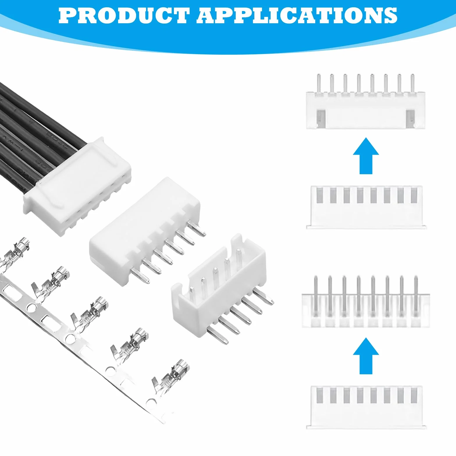 JST XH - Set di 600 connettori femminili, 2,54 mm, 2,54 mm, 2, 3, 4, 5, 6, 7, 8 pin, maschio, femmina, Jst-xh, connettore femmina