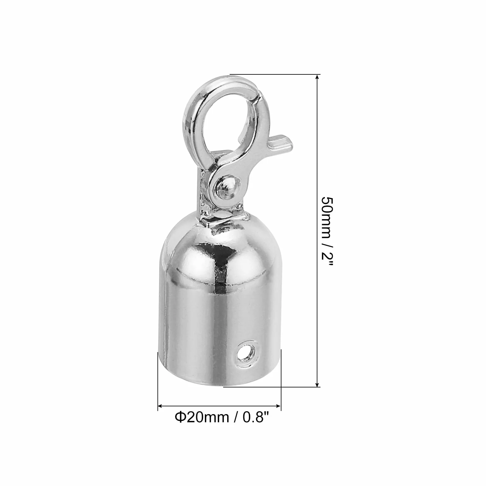 PATIKIL 20x50mm Fermacorda Per Paletti, 3Pz Corde in Velluto Ganci Baccello Per Estremità Corda Barriere Ganci Scatto Transenne Delimitazione Per Controllo Folla Divisori Coda, Argento