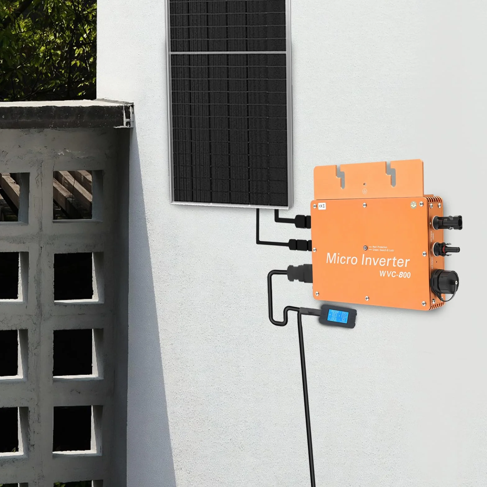 Microinverter 800 W per centrali elettriche da balcone, schermo LCD, inverter solare 22-50 VDC, uscita 230 V AC per uso domestico e commerciale, alloggiamento in alluminio