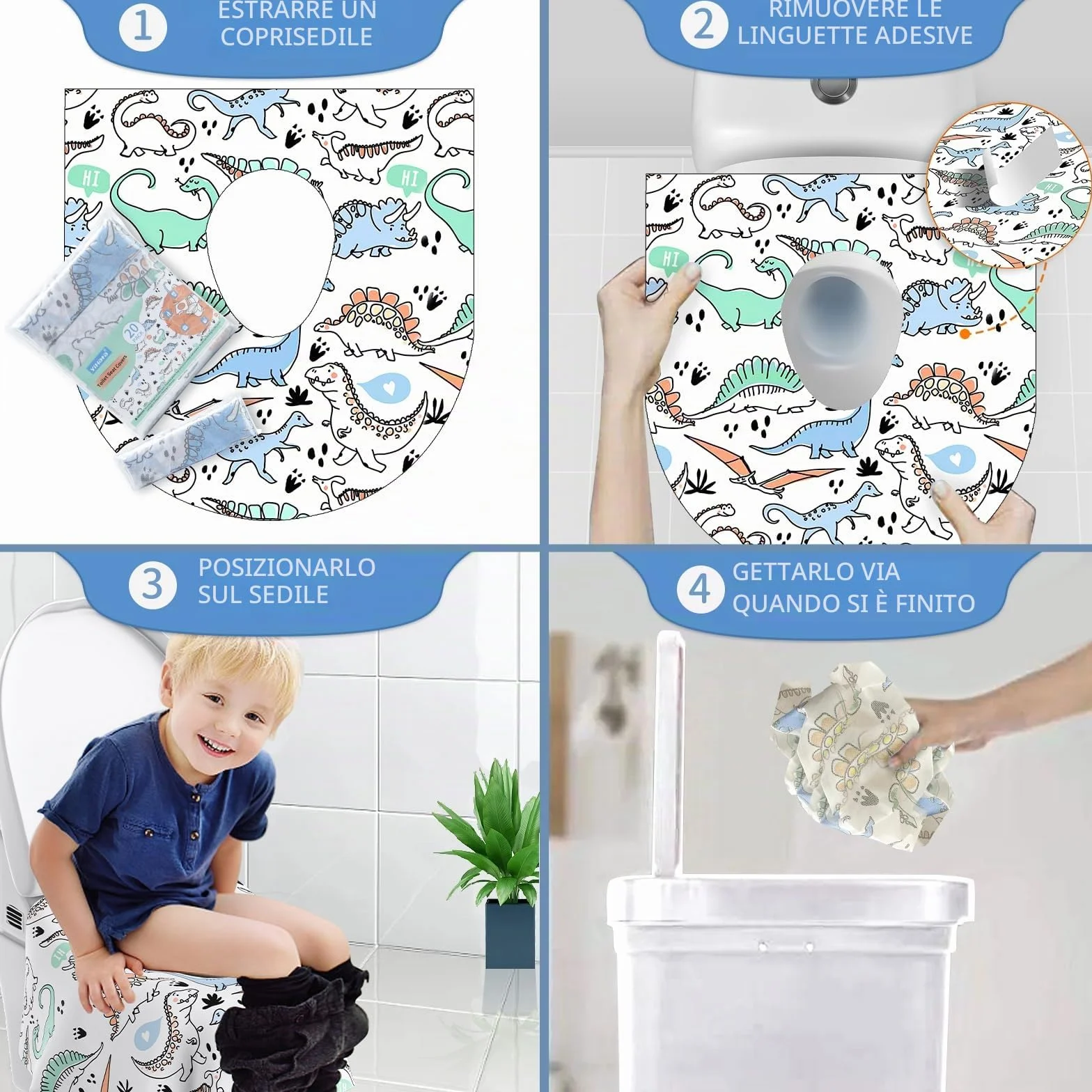 YIHATA 20 Pezzi Copriwater USA e getta per bambini e adulti Coprisedili Monouso per WC Pubblico