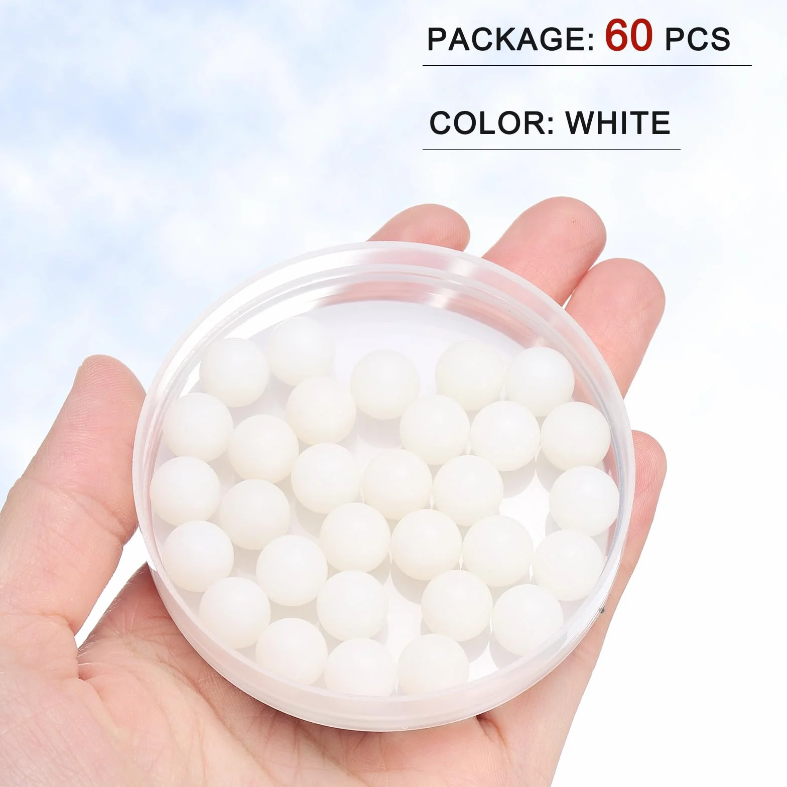 QUARKZMAN 60Pcs Sfere Di Rullamento In Nylon 10mm Sfere Solide In Plastica, Sfere Di Precisione G1 Superficie Satinata, Bianco