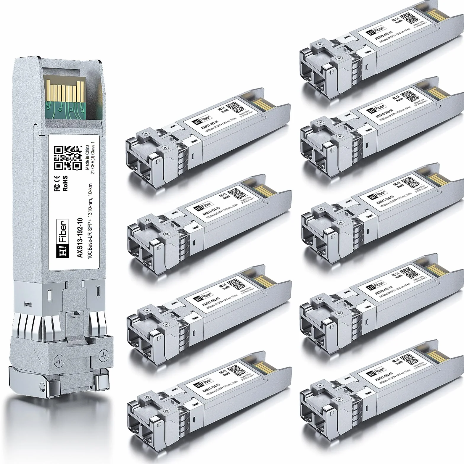 10G Monomodale SFP+ LC Modulo, 10GBase-LR Fiber Transceiver per Cisco SFP-10G-LR, Meraki MA-SFP-10GB-LR, Ubiquiti UniFi UF-SM-10G, Mikrotik, Netgear, D-Link, TP-Link (SMF, 1310nm, 10km, DDM)