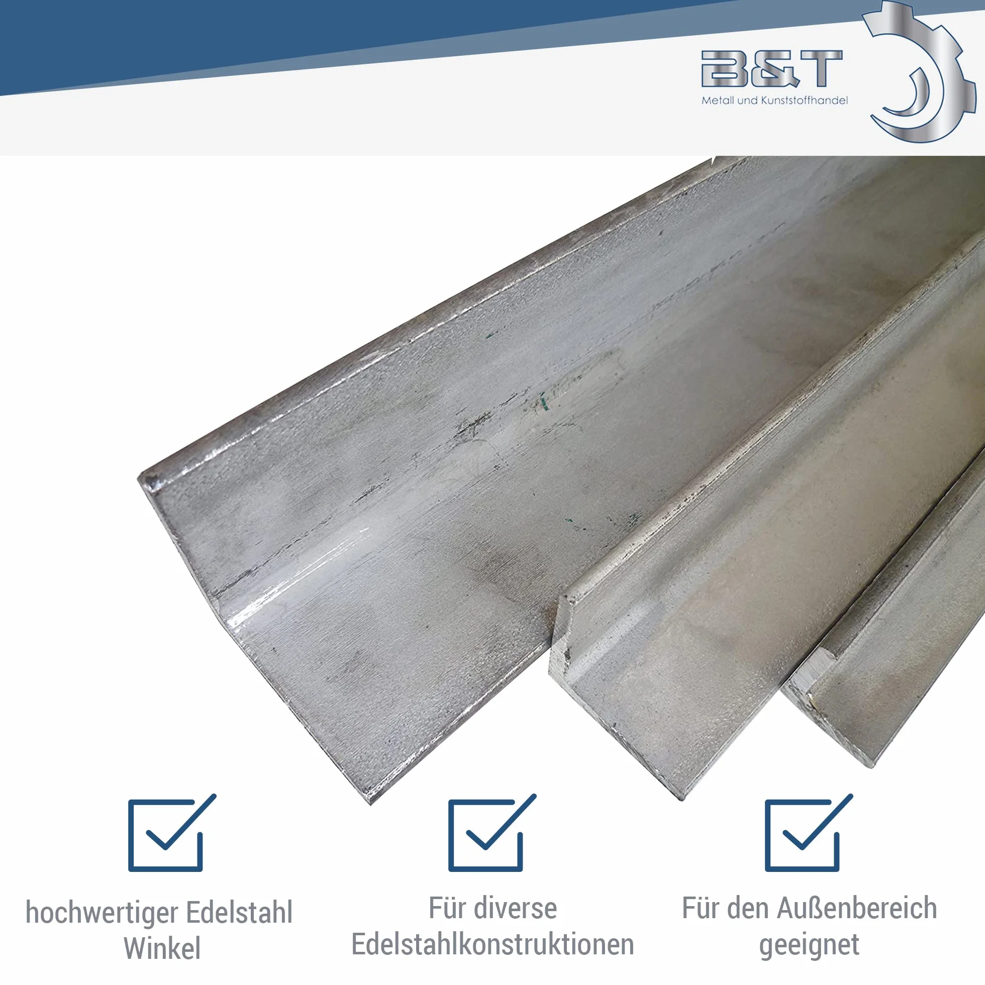 B&T Metall Angolo acciaio inox laminato V2A 1.4301 20x20x3 mm 1000 mm