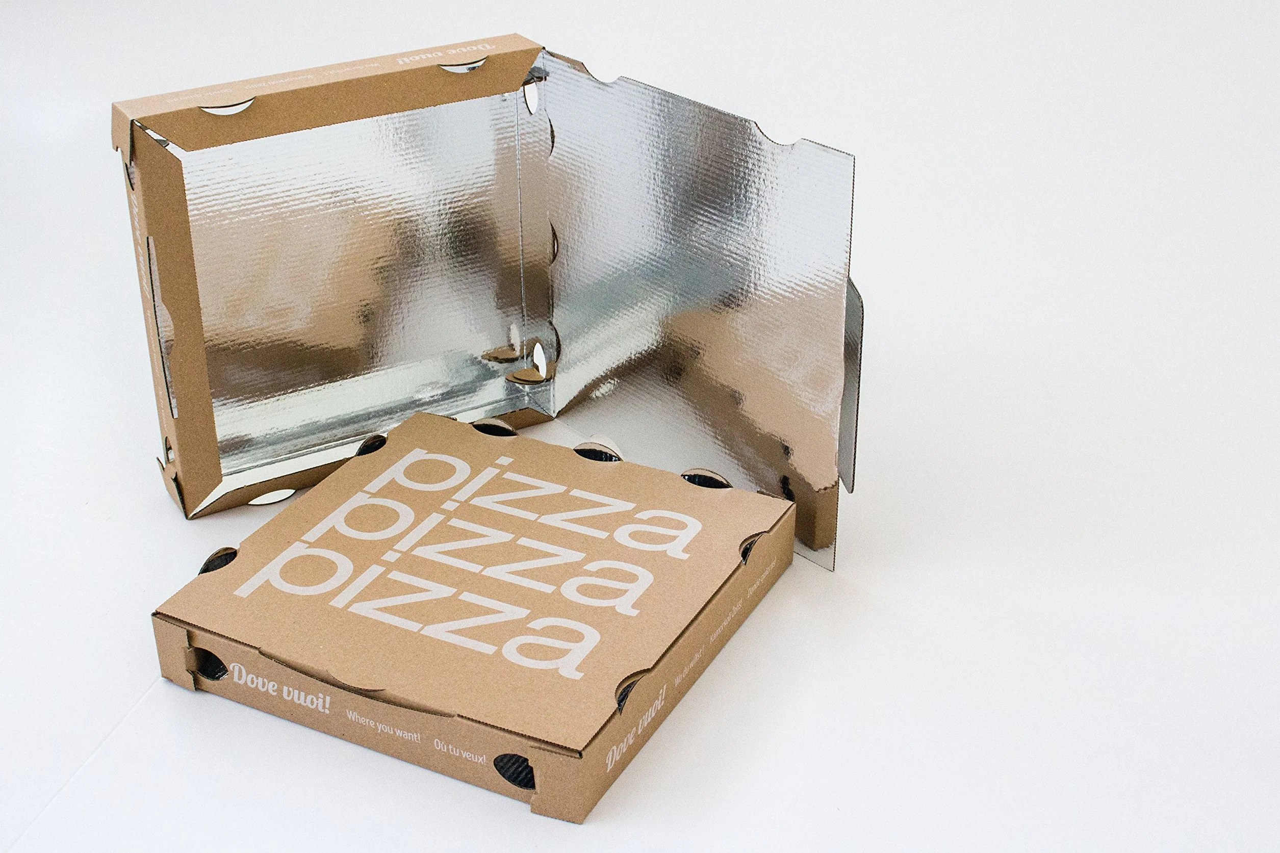 Scatola Pizza in cartone con interno in PET 26x26x4 cm 400 pezzi