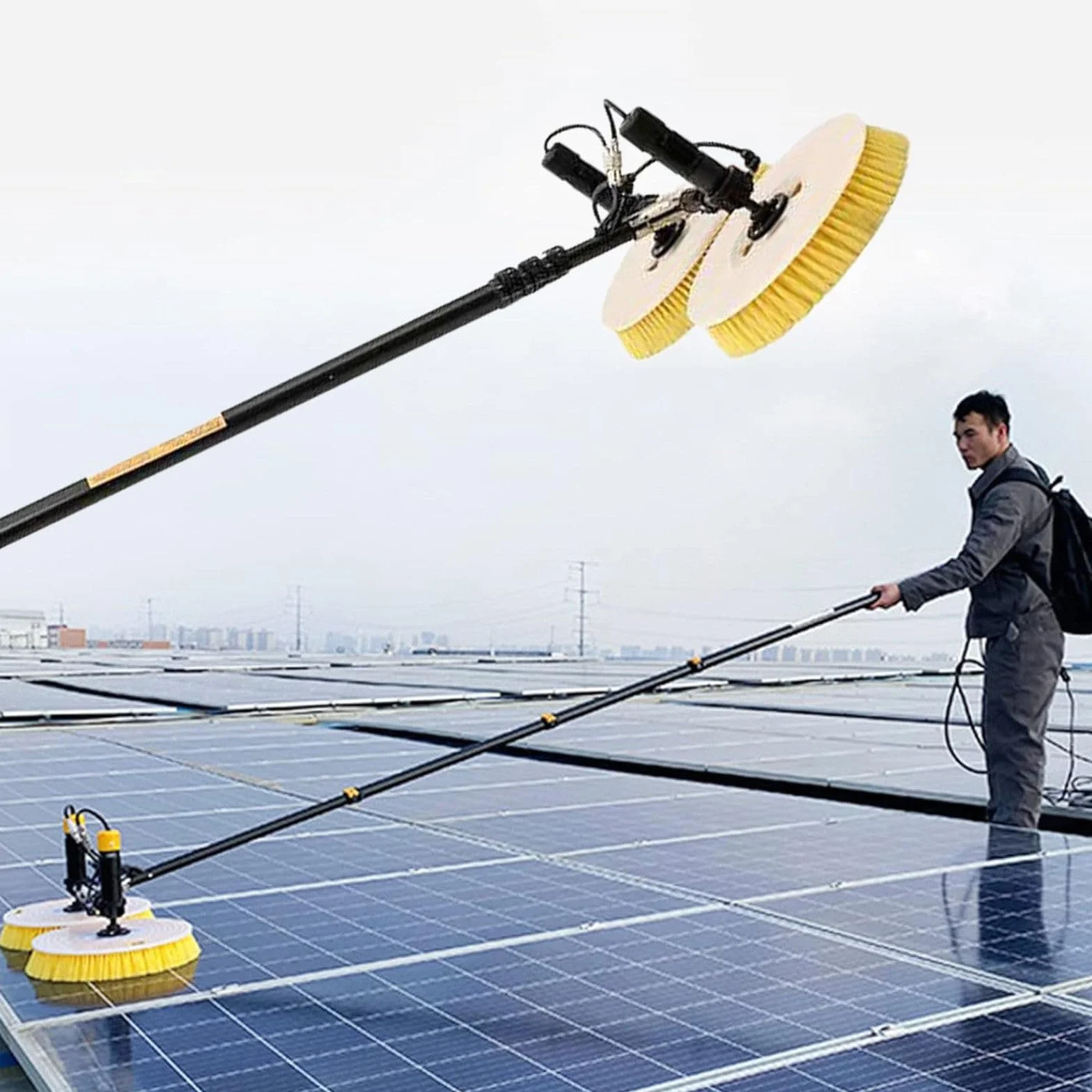 Spazzola Rotante per la Pulizia dei Pannelli solari, Pannelli fotovoltaici e solari, Spazzola ad Acqua, Spazzola elettrica per la Pulizia dei Pannelli solari,GPBB7.5M