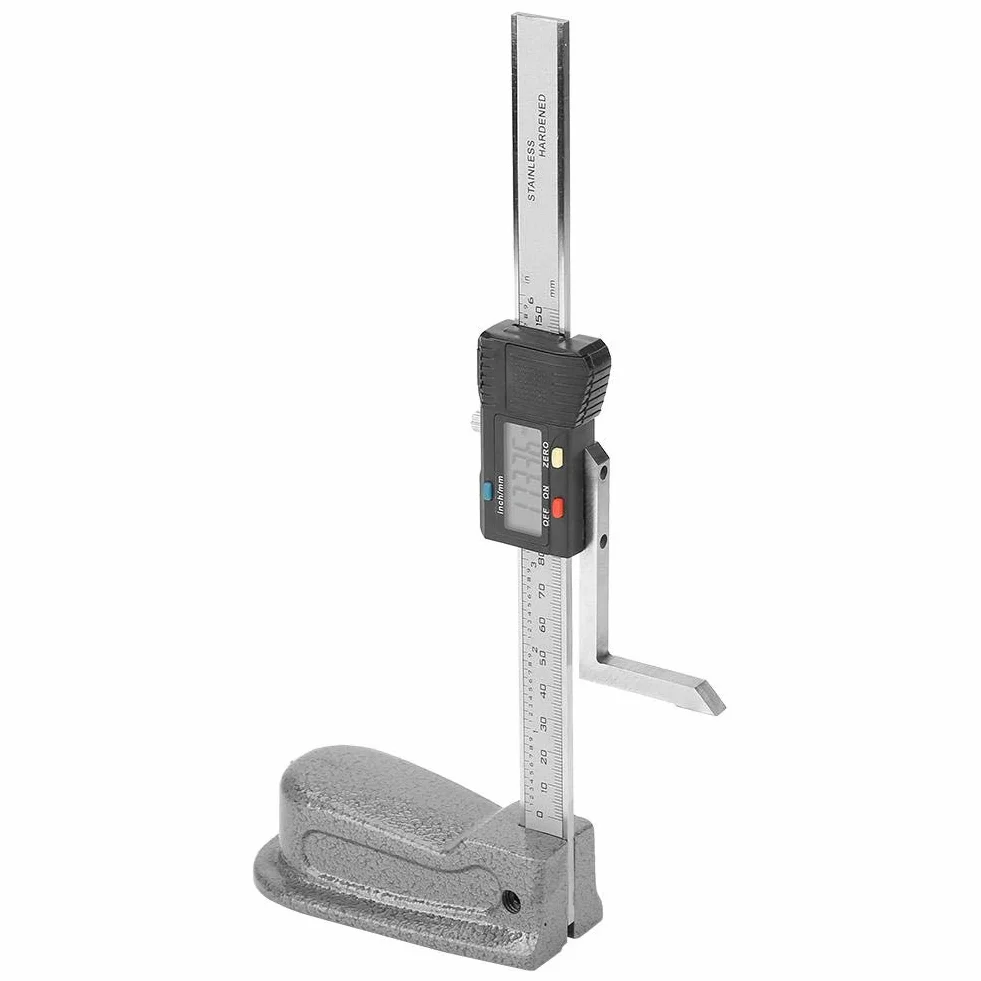 Indicatore digitale di altezza con altezza di misurazione 150 mm, piedi magnetici, conversione millimetro/pollice, base in acciaio inossidabile, misuratore di profondità per la marcatura su pezzi