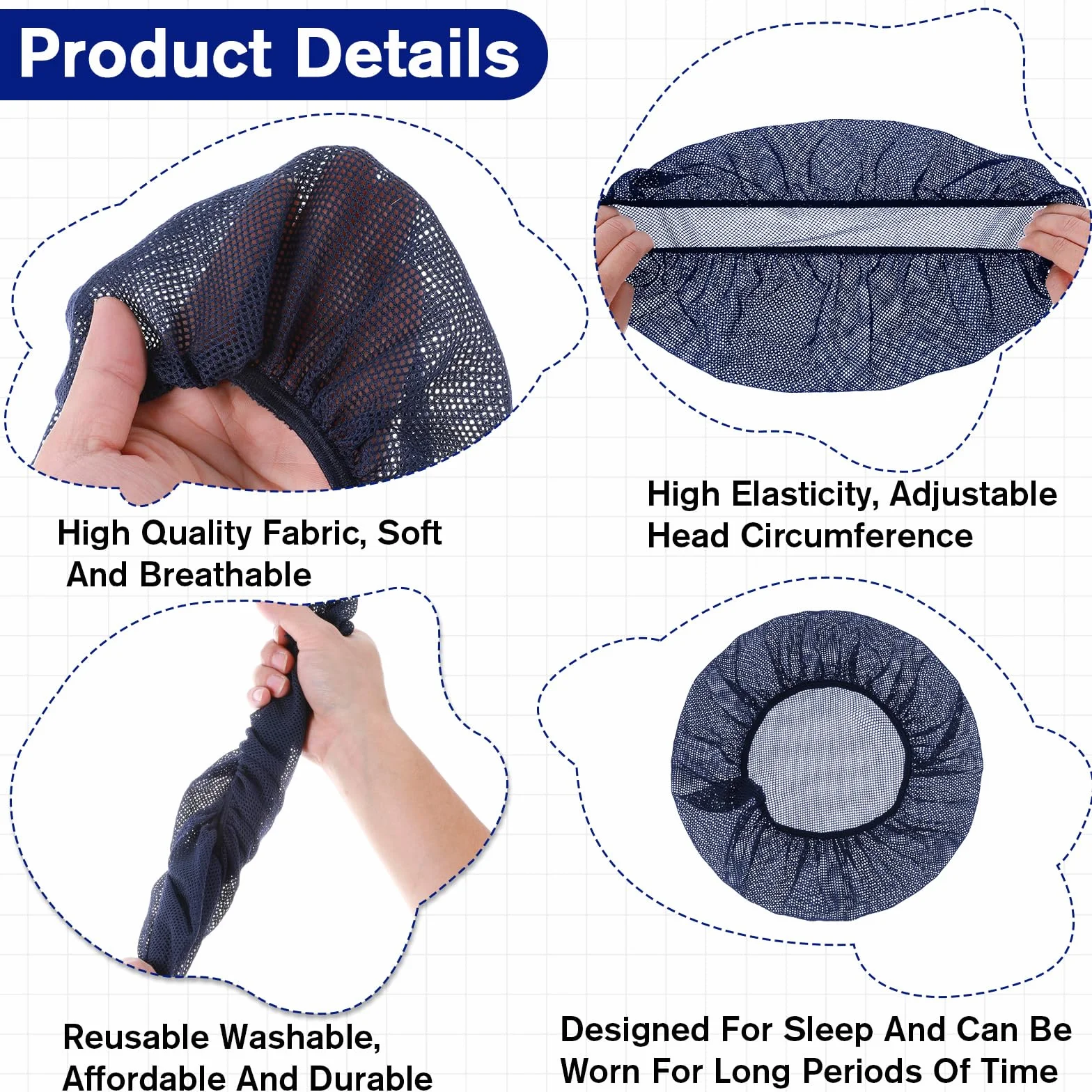 Jeffdad 6 retine per capelli per dormire riutilizzabili da donna