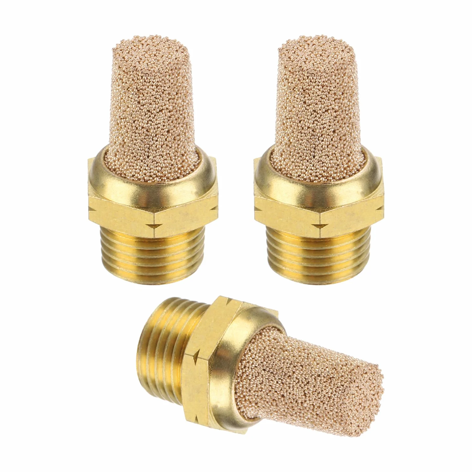 PATIKIL Marmitta Pneumatico NPT 1/8, 3 Confezioni Filtro Marmitta di Scarico Compressore d'Aria in Ottone Bronzato Sinterizzato, Dorato