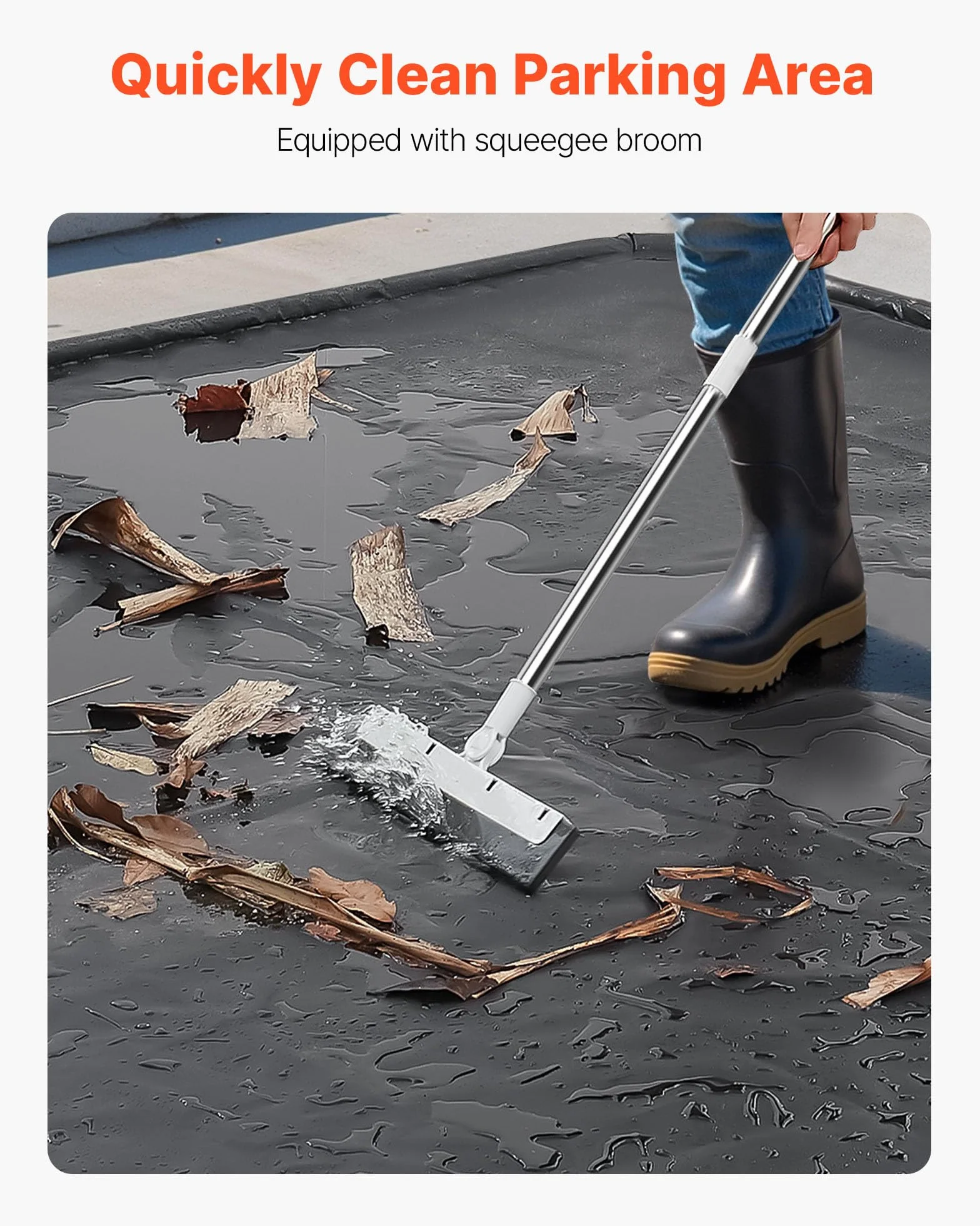 VEVOR Tappetino Antiscivolo per Garage, 2,4 x 5,5 x 0,03 m, con Tergivetro, Resistente e Impermeabile, Protezione per Pavimenti da Neve, Pioggia, Fango, Tappetino per Garage Officina, Nero