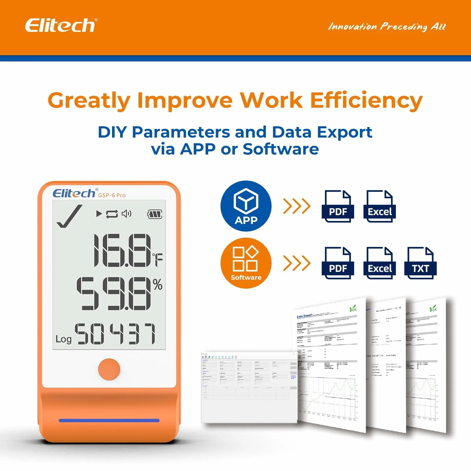 Elitech GSP-6Pro TLE Rejestrator Temperatury Cyfrowej Ultra-Niskiej do Lodówek Medycznych Monitor MAX MIN
