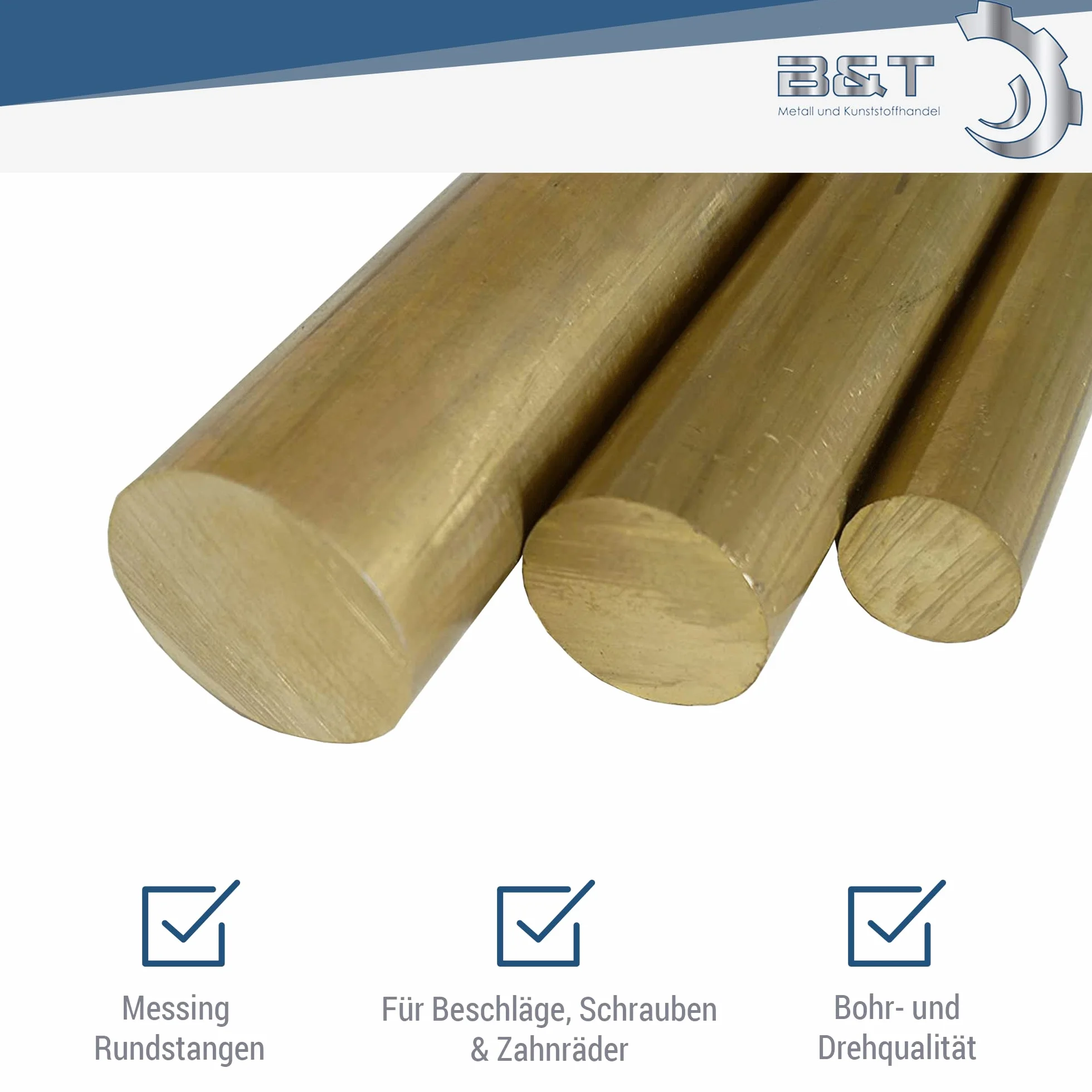 B&T Metall Barre rotonde in ottone, diametro 25,0 mm, lunghezza circa 15 cm (150 mm + 0/- 5 mm)