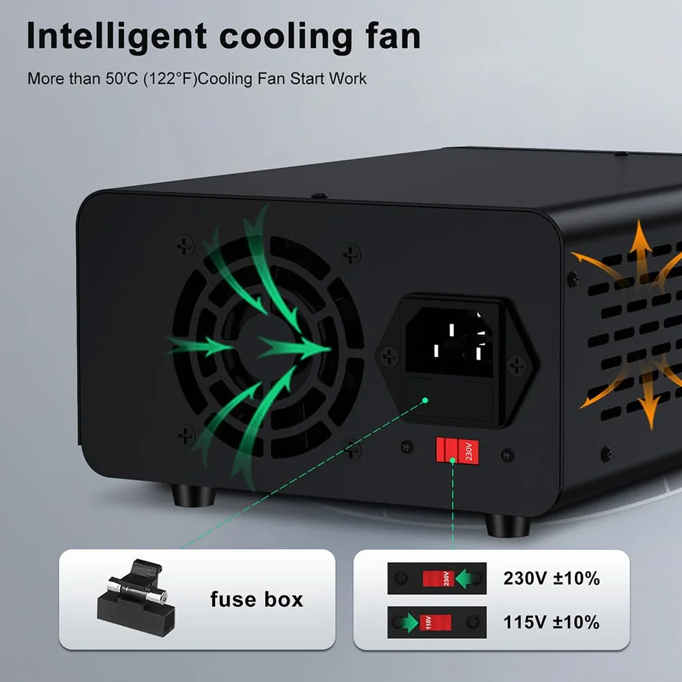 Alimentatore da Banco 30V 10A Regolabile con Memoria 3 Preset e Protezione OCP USB