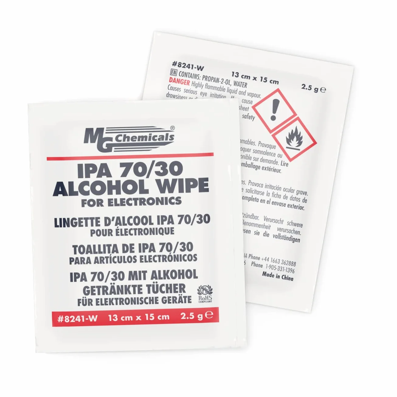MG Chemicals 8241 Salviette con alcol isopropilico al 70%, 6 "x 5" (scatola da 25)