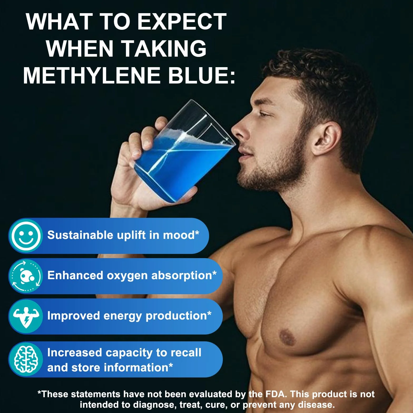 Methylene Blue 1% 60ml con Vitamina C & Stevia, Purezza Ultra Elevata, Testato in Laboratorio