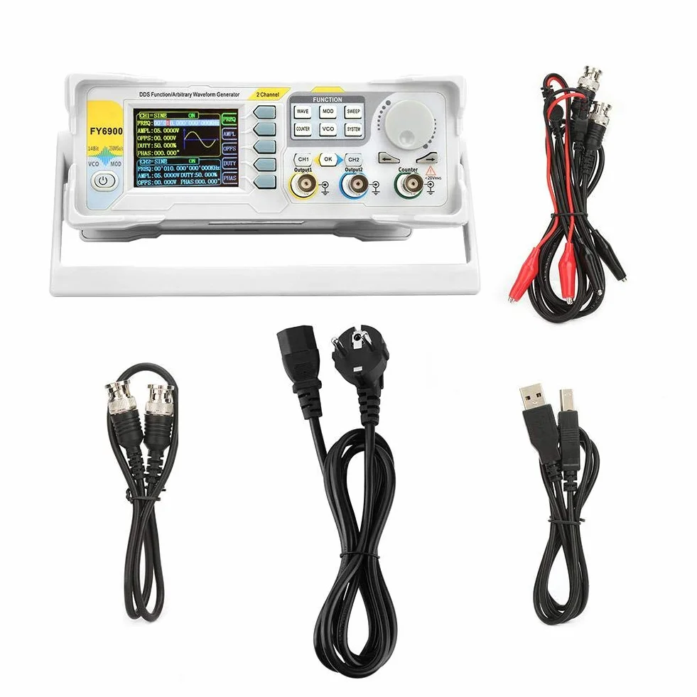 Generatore di segnali FY6900-60M 60 MHz 2,4" TFT DDS multifunzione contatore frequenza modulazione AM/PM/ASK/FSK/PSK