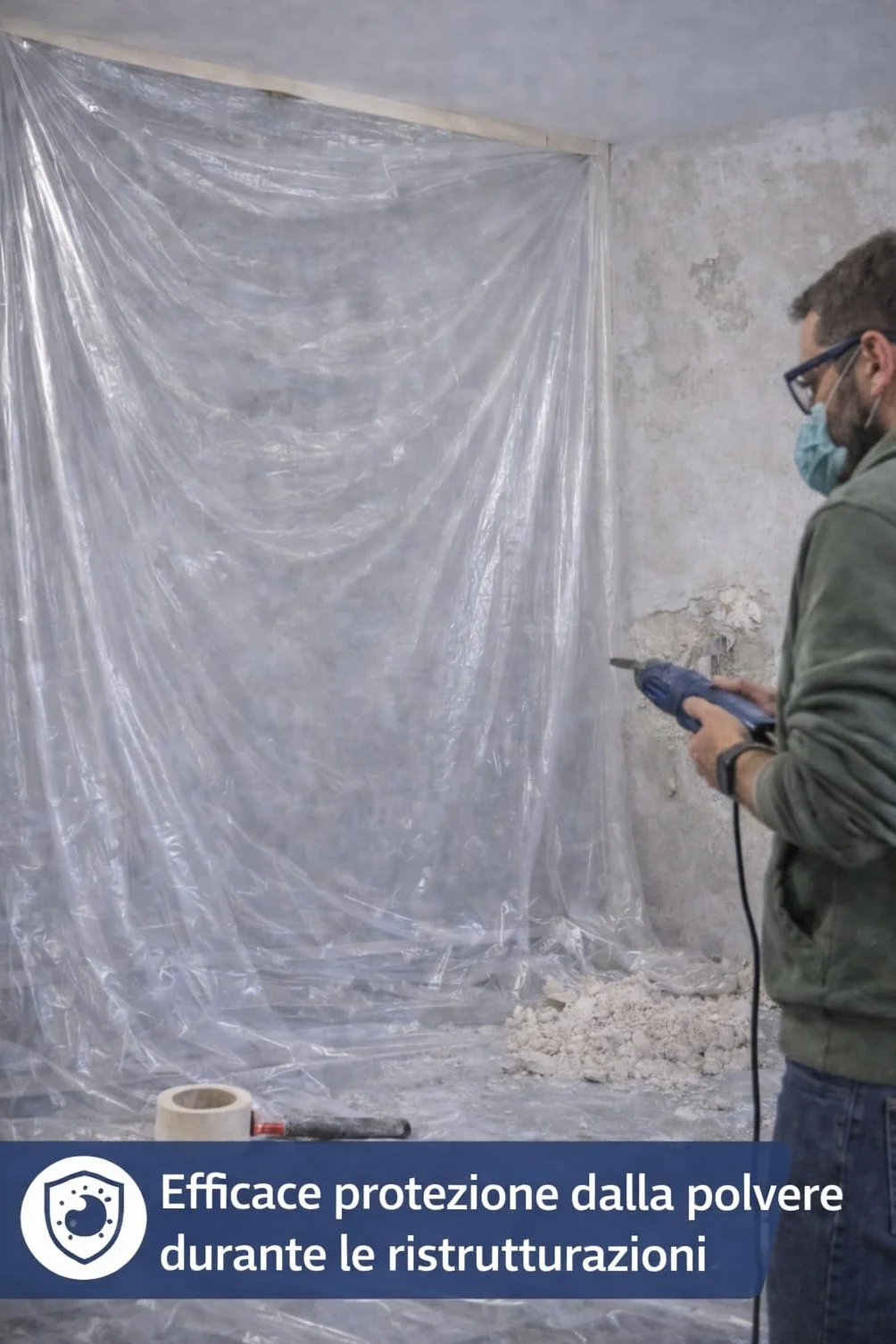 Pellicola protettiva 100 µm – Pellicola protettiva per mobili extra forte 4 x 5 m (20 m²) – trasparente e resistente agli strappi – pellicola protettiva per trasloco, pittura e mobili