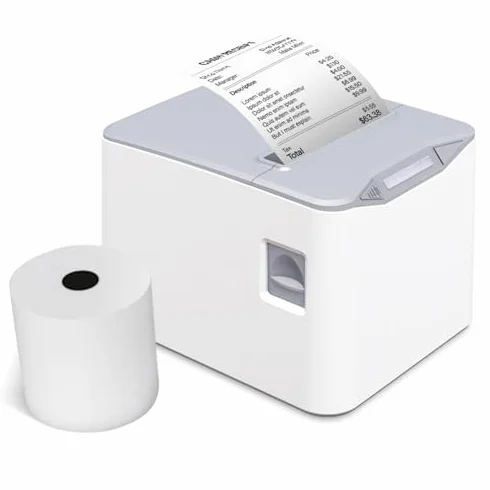 Stampante Termica per Ricevute,80mm Stampa Termica Diretta Desktop Connessione USB+LAN Alta velocità con Taglierina Automatica Cestino Carta di Grandi Dimensioni Supporto ESC/POS per