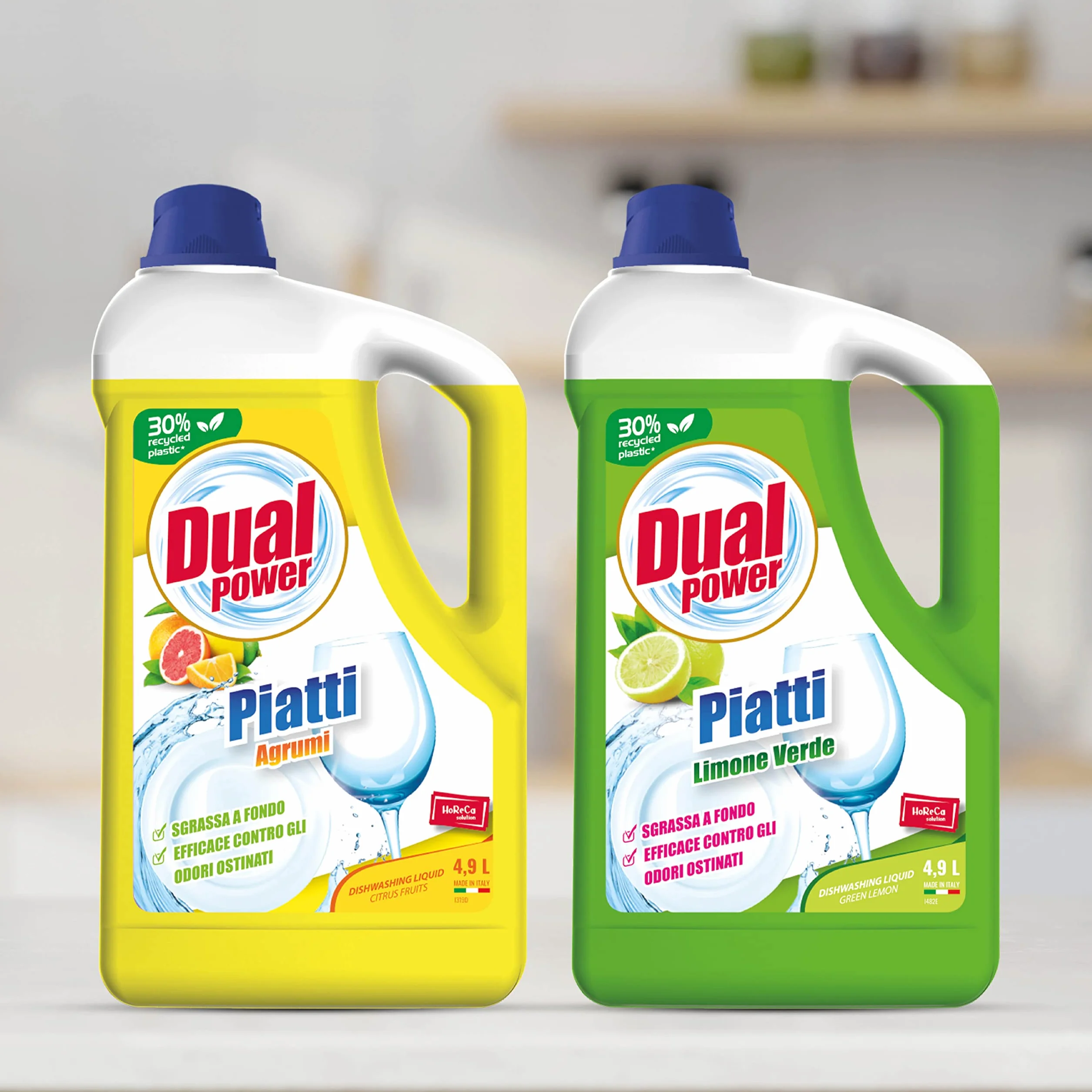 Dual Power Detergente HACCP per Lavaggio Manuale dei Piatti - Sgrassa a fondo, Fomato Professionale da 4,9 Litri - Limone Verde