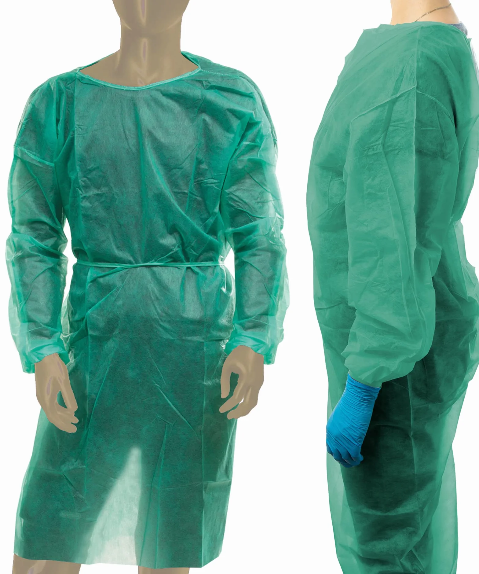 Gisinti Camici Monouso TNT 30GR Dispositivo Medico Classe I Non Sterili Verde 10 Pezzi