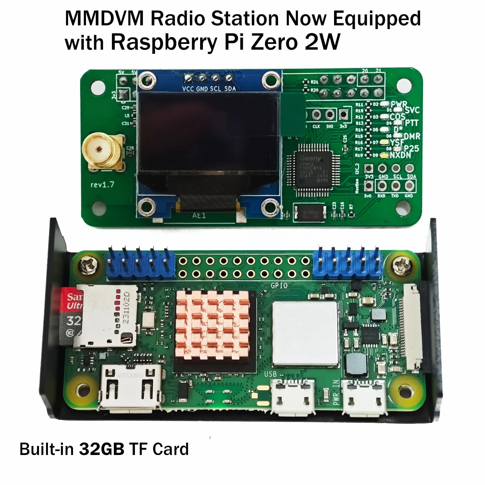 AURSINC 2025 V1.5.2 Hotspot MMDVM Stazione Radio WiFi Modem Vocale Digitale Integrato con Raspberry Pi Zero 2W, Supporta C4FM YSF POCSAG NXDN DSTAR P25 DMR, Pi-Star/WPSD
