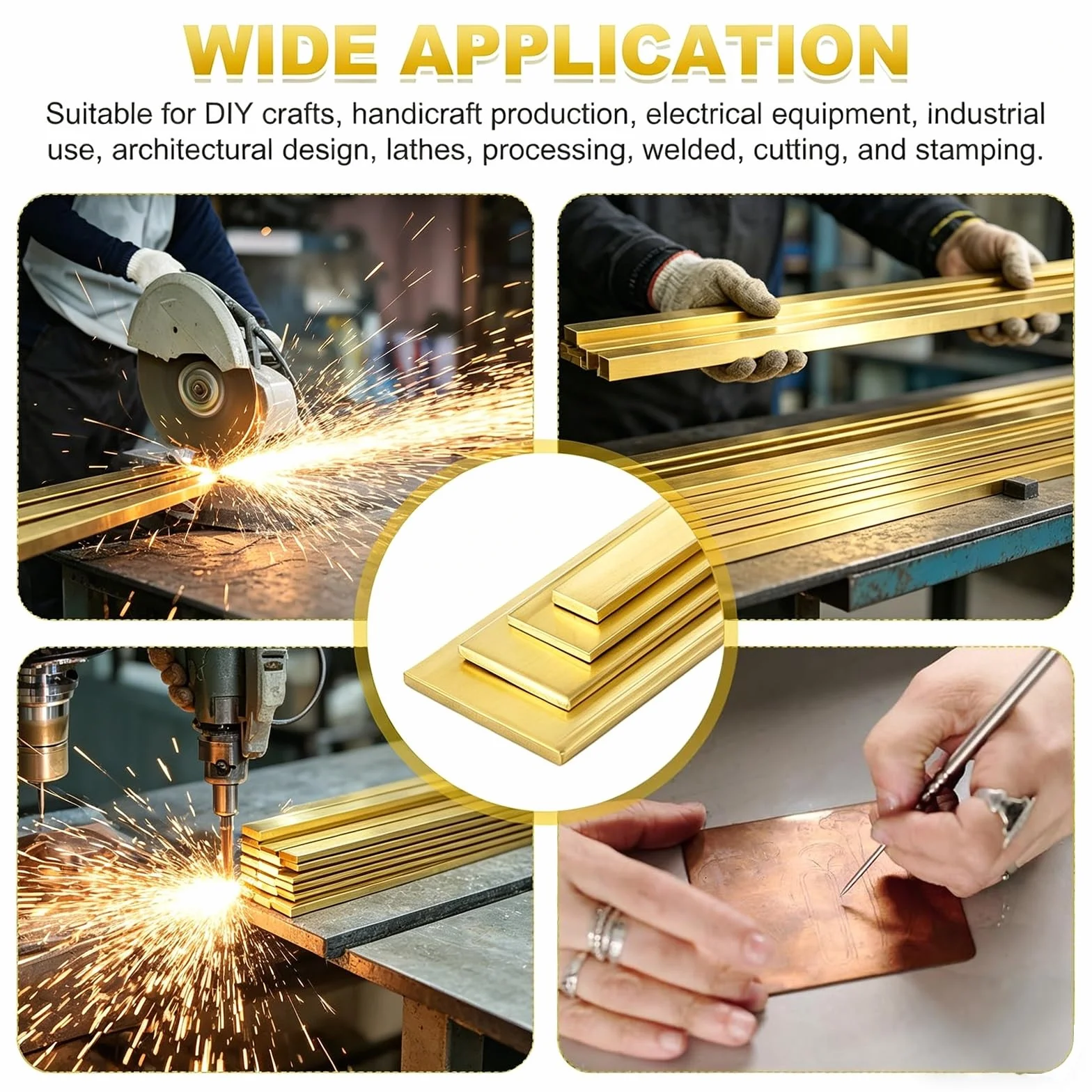 Barra Piatta Ottone H59 2mm Spessore 500mm Lunghezza Larghezza 5mm-40mm Massiccio Rettangolare Lamiera Metallo Per Lavorazione CNC Fai Da Te Taglio Metallica Industriali(2 * 5 * 500mm)