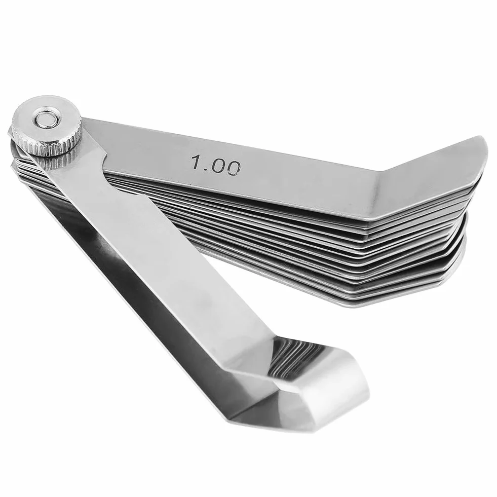 Misuratore di Spessimetro Curvo 16 Lamine 0,05-1,00 mm Strumento per Saldatura Acciaio Inossidabile