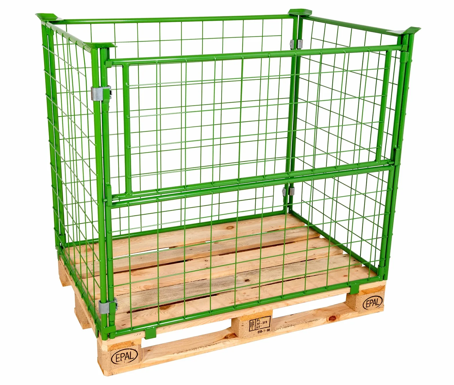 Telaio griglia accatastabile 1200x800x800 mm verde verniciato per Euro-Pallet – scatola a griglia pieghevole con altezza utile 800 mm per pallet DIN – pratica per industria, giardino e