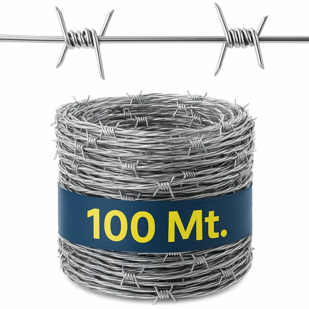 Filo Spinato Zincato 100m 1,7mm Rotolo Recinzione Antiarrampicata