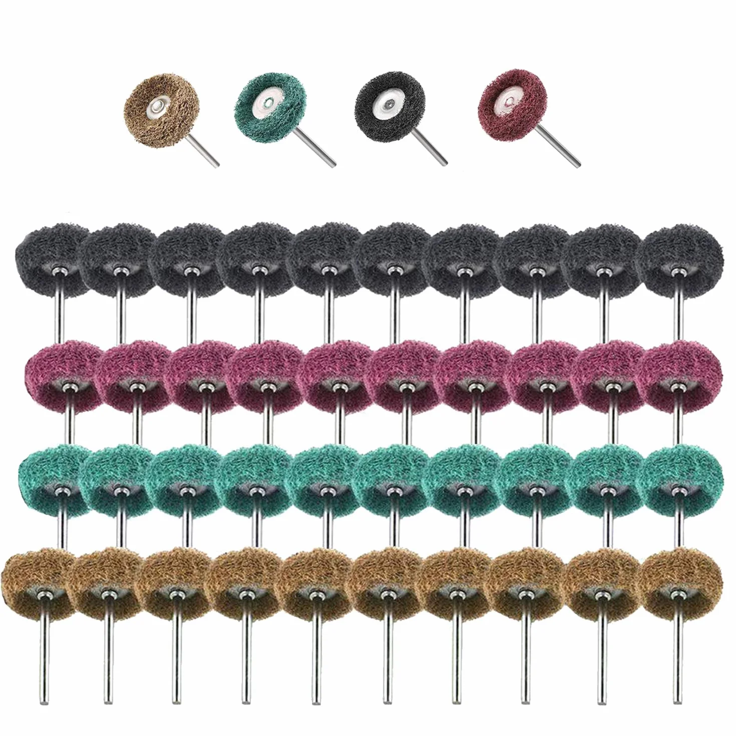 Set 40 ruote abrasive 25 mm lucidatura utensili rotanti Dremel gambo 3 mm