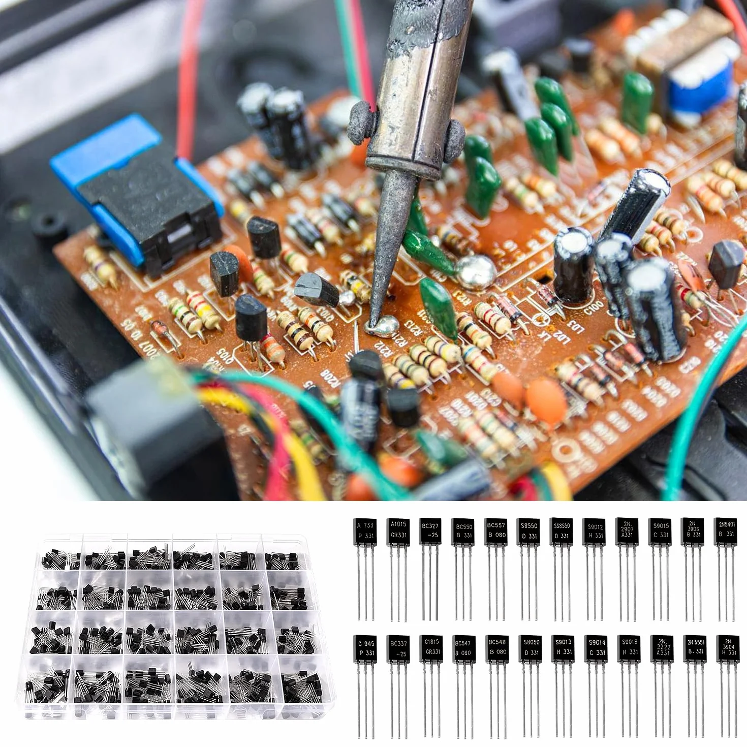 YIXISI 480 Pezzi Transistor Kit NPN PNP A1015 2N2222 2N2907 SS8550