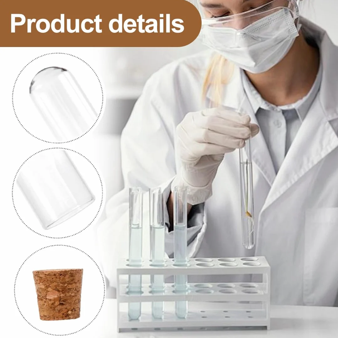 Provette Plastica Trasparente Con Tappo 15 Pezzi 12Mm×75Mm Per Esperimenti Scientifici