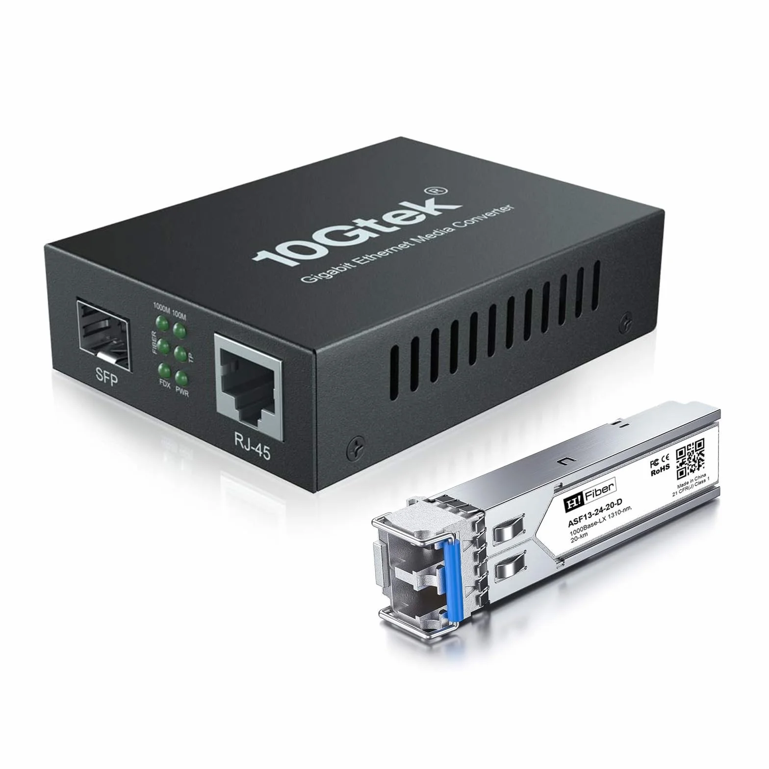 HiFiber Convertitore Media Gigabit Fiber to Ethernet 20km LX 1.25G SFP RJ45