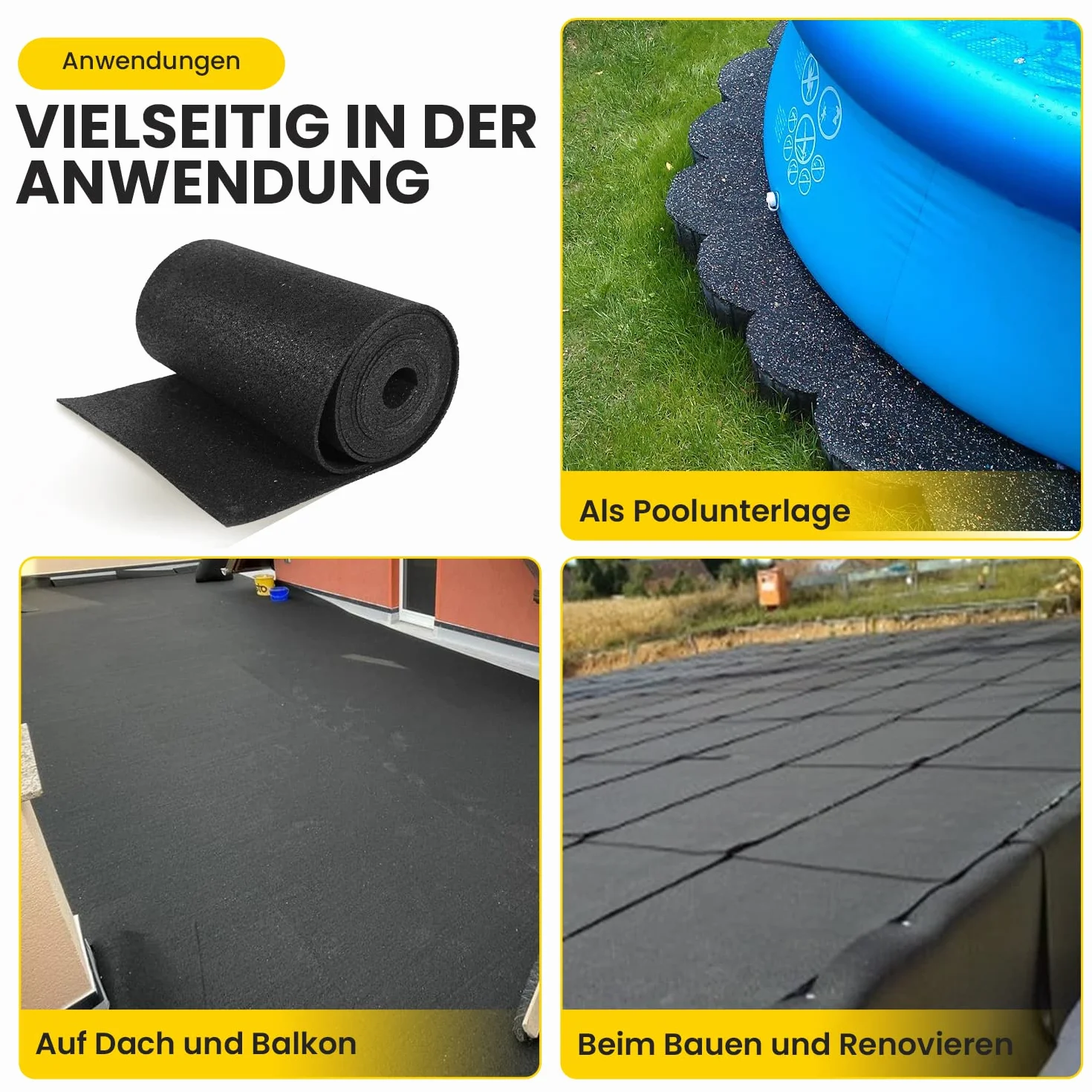GMP Stuoia di protezione per costruzioni 5 mm x 20 cm x 2 m Rullo per cuscinetti terrazza Sottostrato WPC piastrelle pavimenti