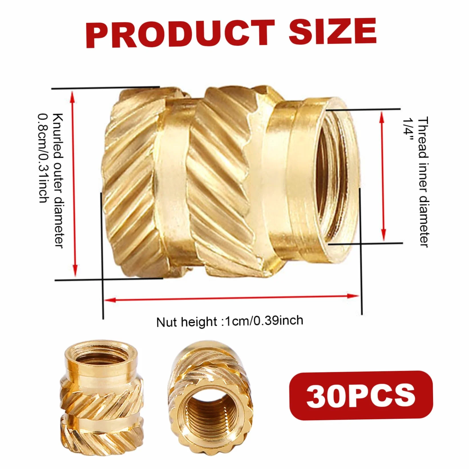 Inserti filettati in ottone 1/4 30 sztuk zestaw do plastiku 3D