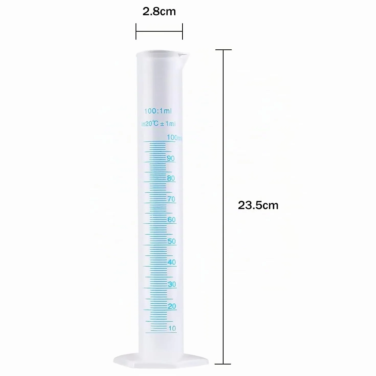 Cilindro graduato in plastica trasparente 100 ml