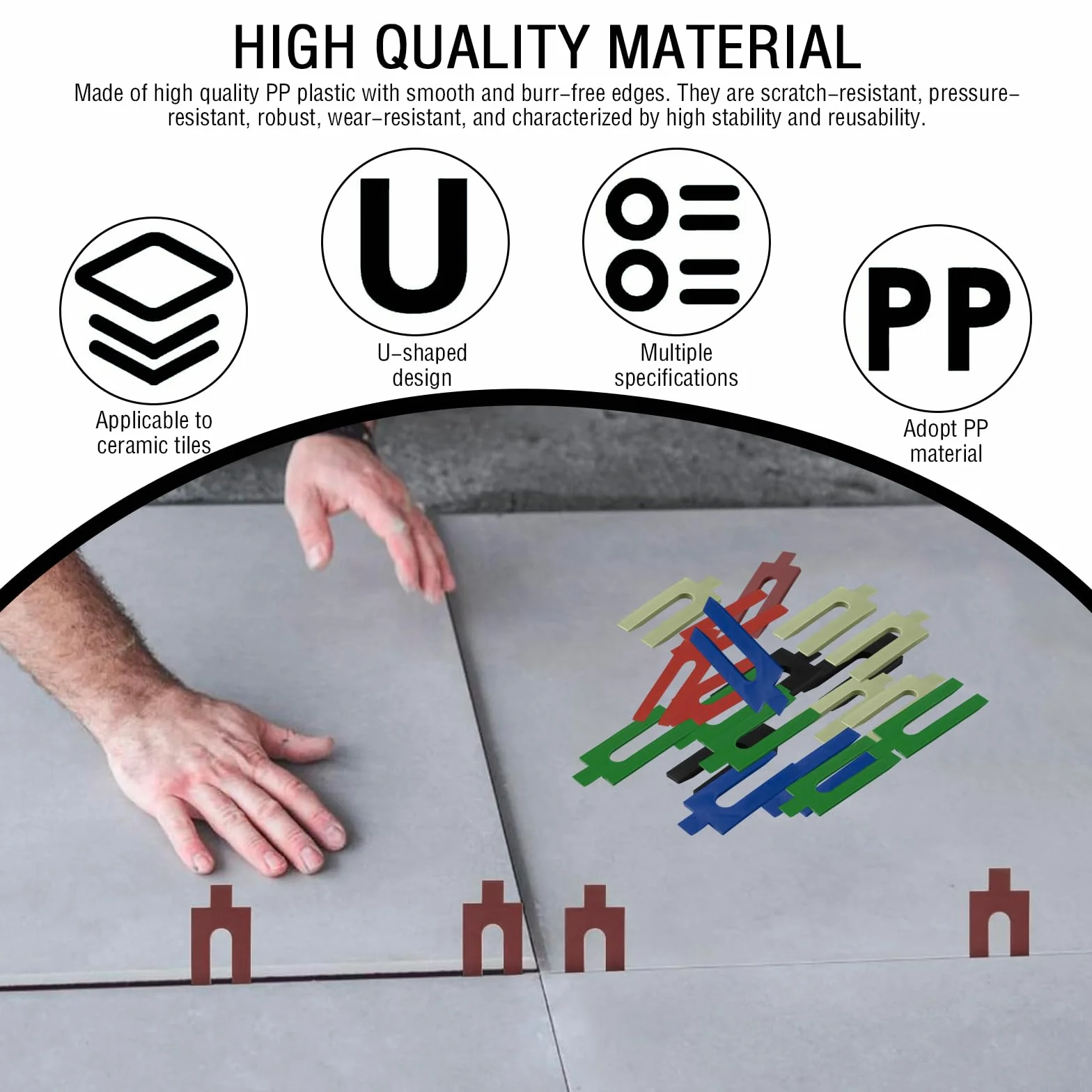 Spessori in Plastica 150 Pezzi Distanziatori 1-6 mm Cunei per Porte 6 Colori