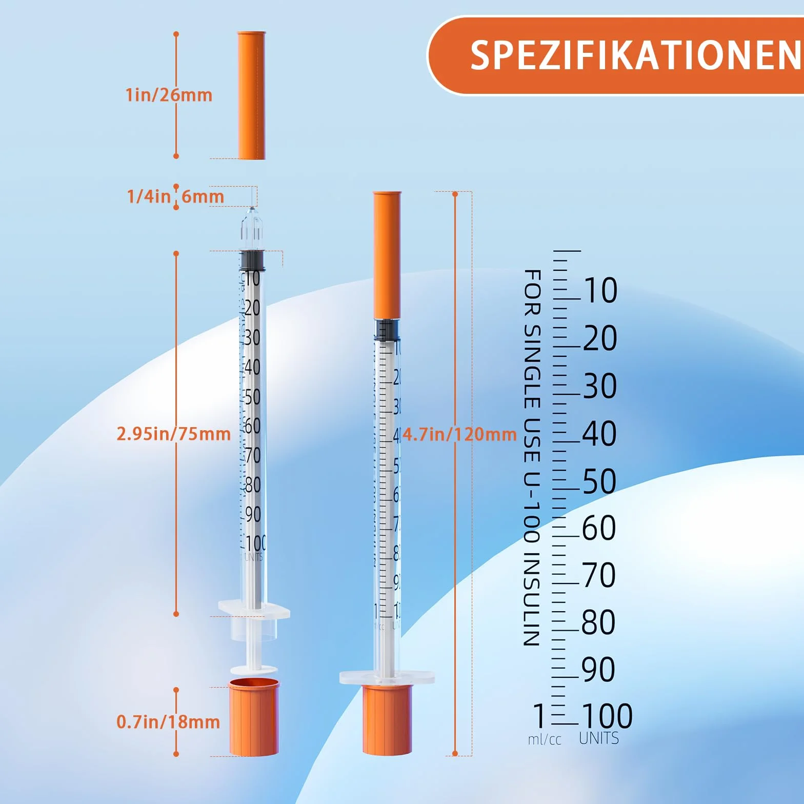 Siringa con scala Tubo di plastica 1 ml 31 G 6 mm accessori da laboratorio 20 pezzi