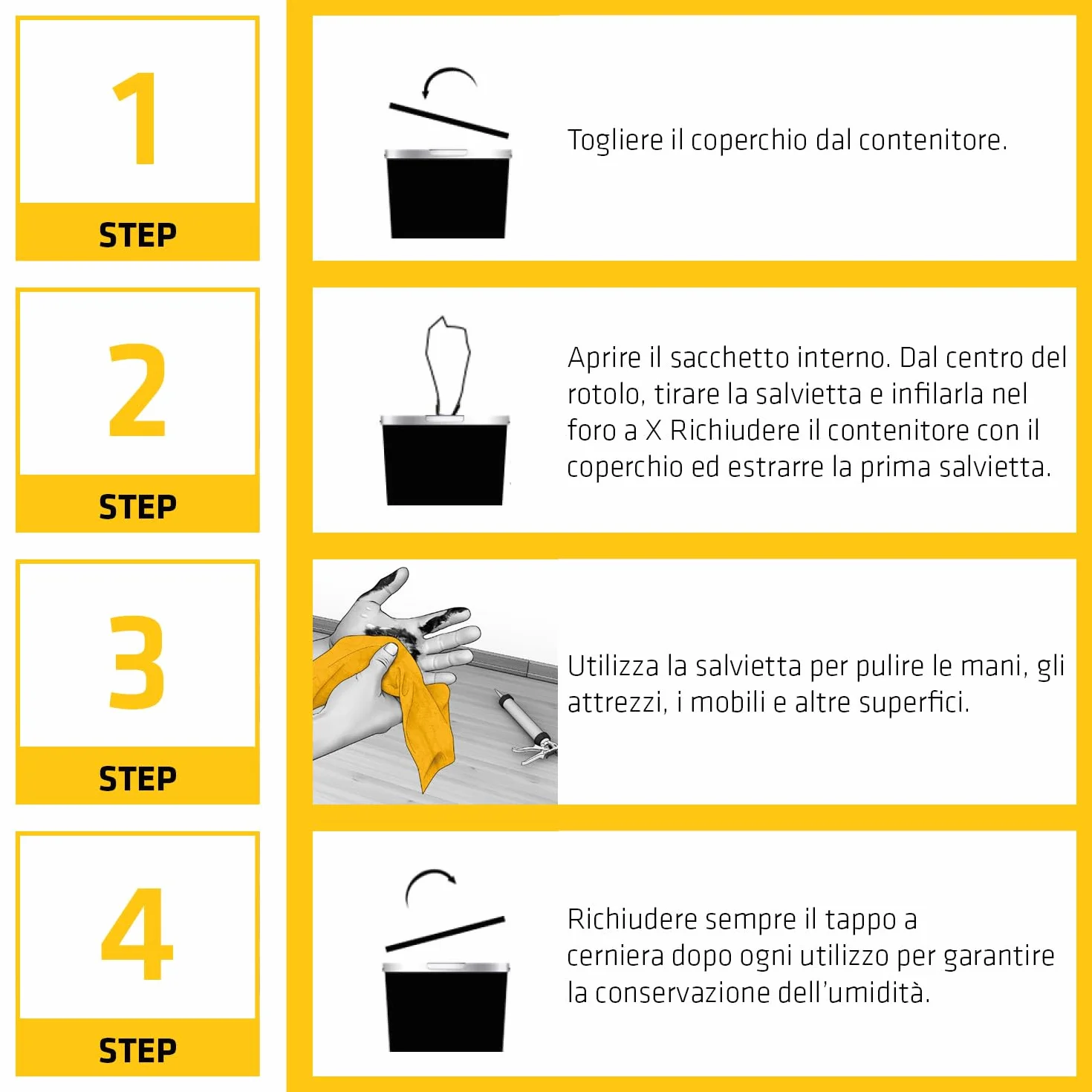 SIKA SikaCleaner-350H Salviette detergenti multiuso 70pz Rimuovono colla grasso e olio