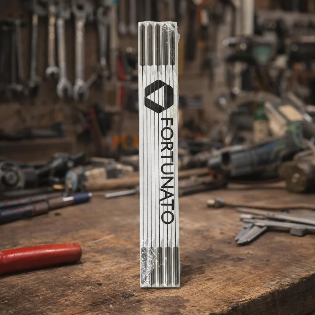 FORTUNATO Doppiometro in Legno 2 Metri Pieghevole Snodi Metallici Rinforzati