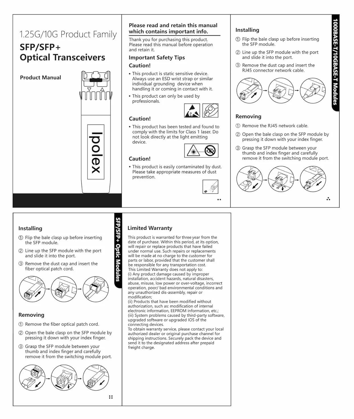 ipolex 1.25G SFP Transceiver 1000Base-LX 1310nm 20km Singlemode LC Mini-Gbic Modulo 2-Pack